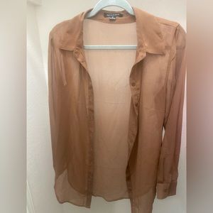 Brown Sheer long sleeve Throw-over